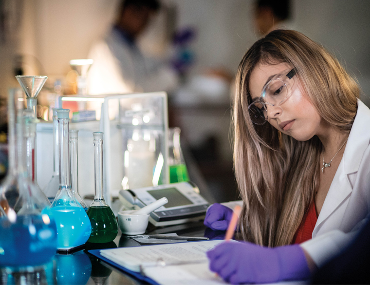 female student working in a uta lab