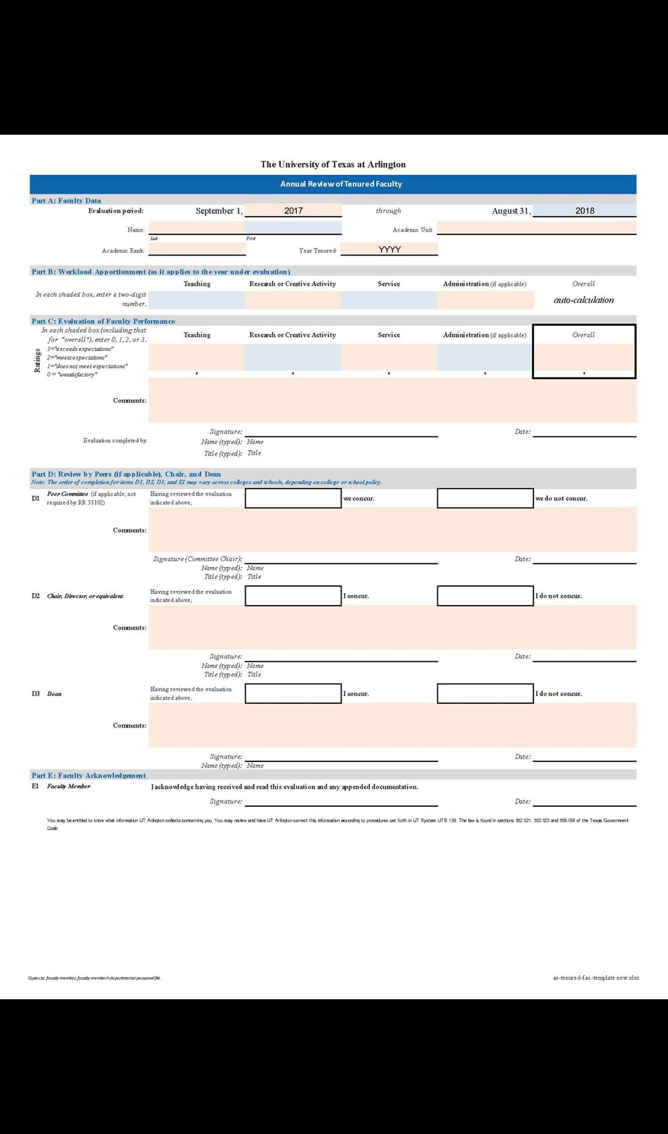 ar tenured faculty template