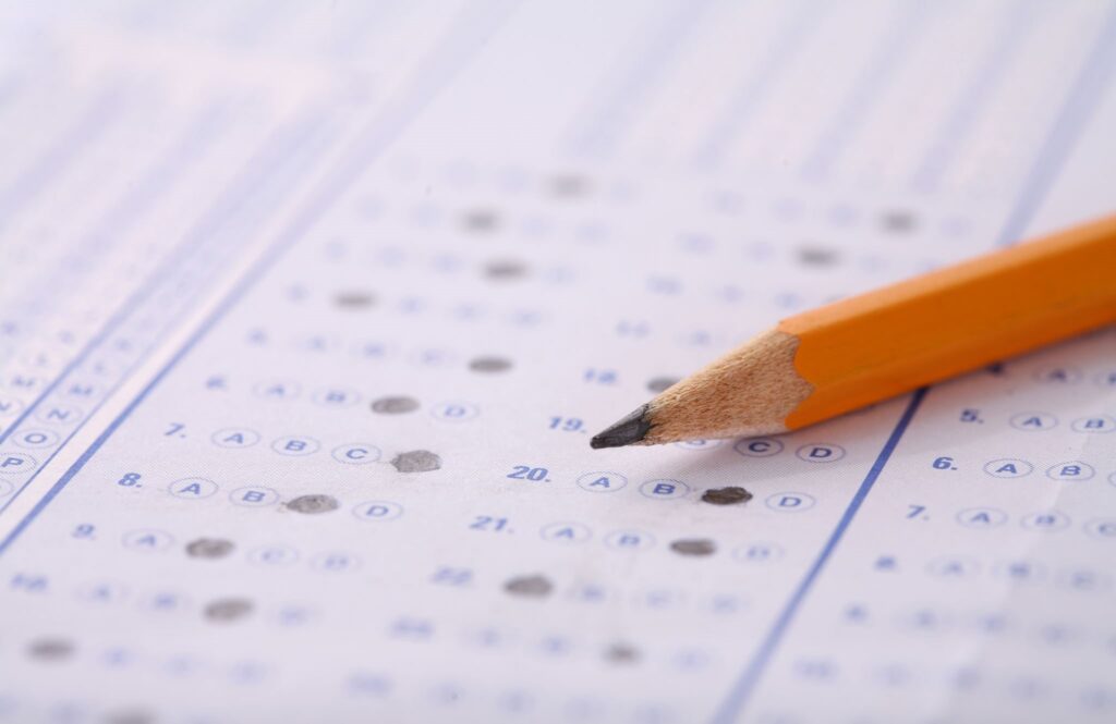 bubbled-in test scantron