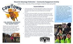 LaDonna Aiken's poster about integrating community engagement in her corporate video course, working with the Fort Worth Cowtown marathon