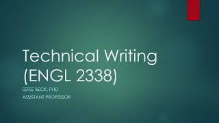 Estee Beck's Technical Writing (ENGL 2338) video thumbnail