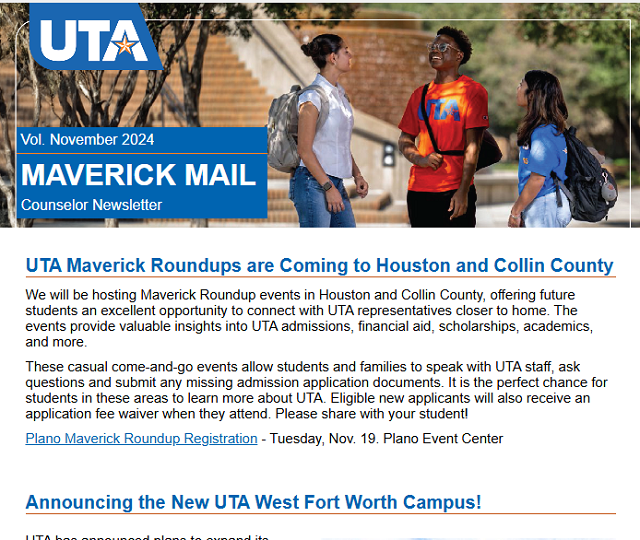 UTA Counselors Newsletter Icon November