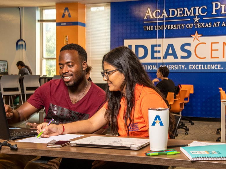 Students studying in the Idea Center.