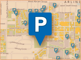 graphic of a map with a P (for parking) icon in the middle