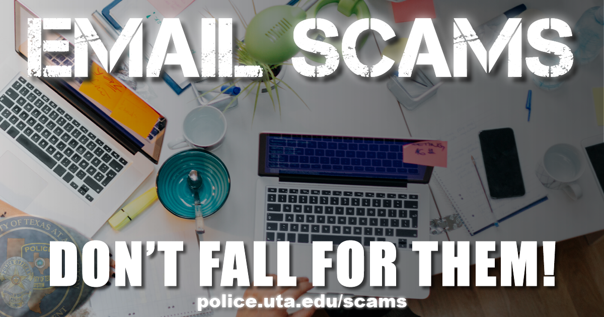 infographic with text Email Scams Don