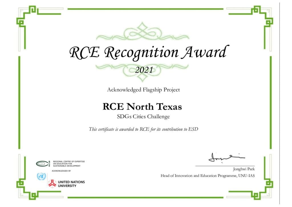 RCE Recognition Award Certificate