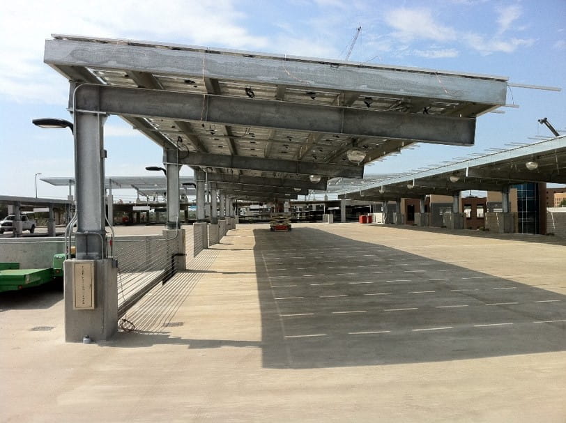 photo of solar panels on top of college park garage
