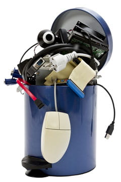 Electronics placed in recycling bin