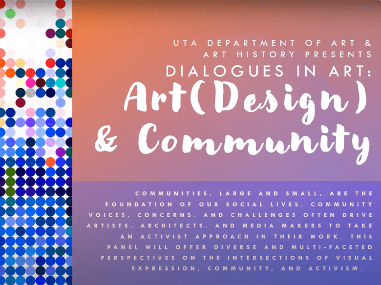 a flyer from the art and community dialogue