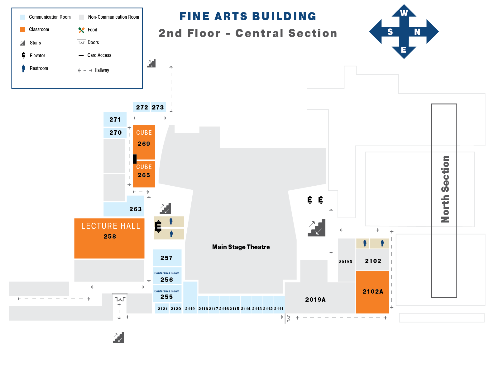 Map of the second floor of the Central Section Fine Arts Building