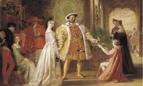 First meeting of Henry VIII and Anne Boleyn, by Daniel Maclise, 1835. The king was initially besotted with Anne. Photograph: Heritage Images/Getty Images