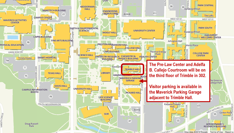Map to pre-law center in trimble hall