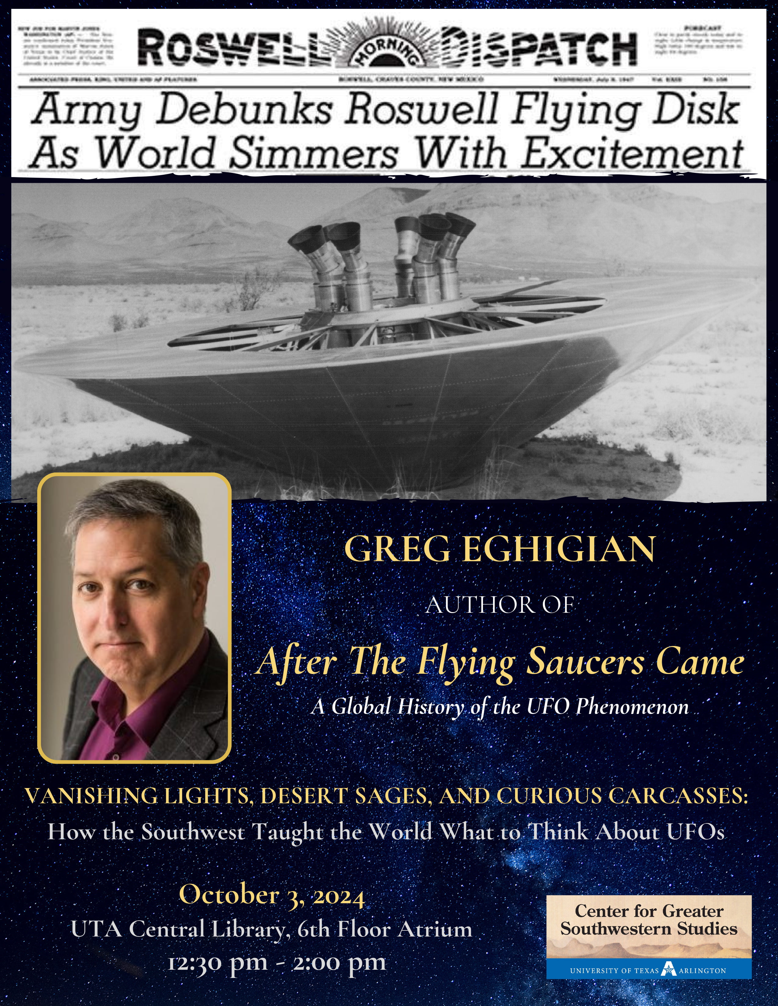 Greg Eghigian UFO Talk Flyer