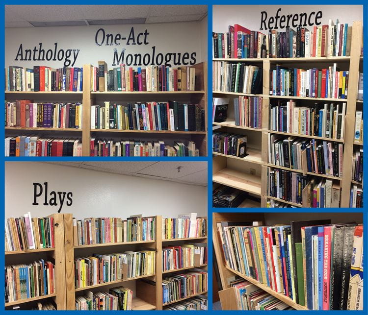 collage of theatre library sections