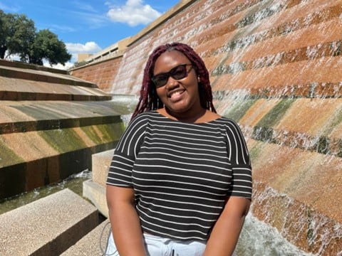 Joyce at the Fort Worth water garden