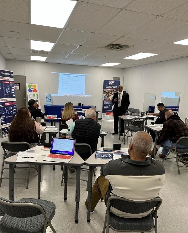 Patrick Alcorn leading a workshop for veterans 