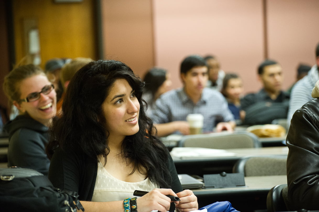 Business student in classroom