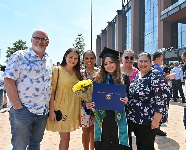 Family celebrating at U T A graduation