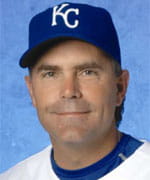 Trey Hillman in blue and white baseball uniform portrait