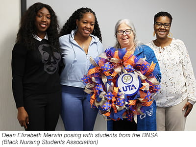 Dean Elizabeth Merwin with students of the BNSA (Black Nursing Students Association)