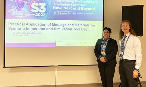 Erica Hinojosa giving presentation - Practical Application of Moulage and Materials for Scenario Immersion and Simulation Tool Design