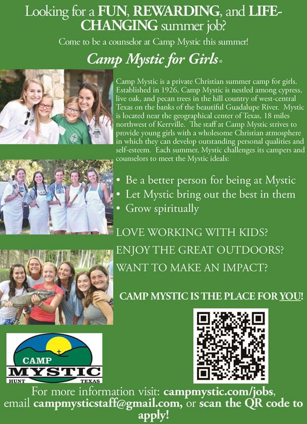 Camp Mystic Staff job flyer 