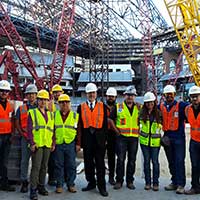 Construction Management students on a tour of the Globe Life Field construction site
