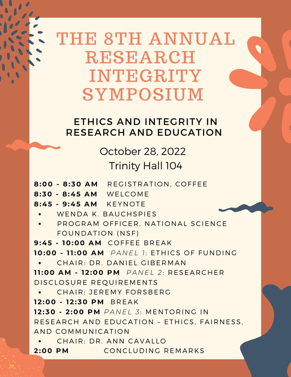 Schedule of Events for RCR Symposium 2022