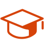 orange icon of a graduation cap