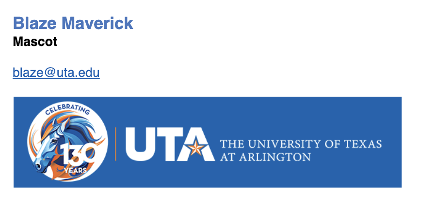 an example email signature for Blaze Maverick