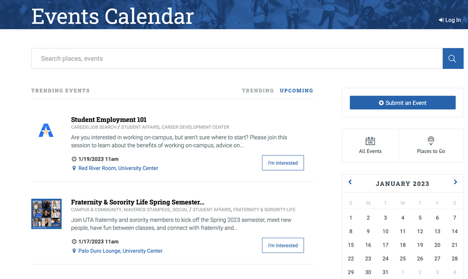 uta events calendar