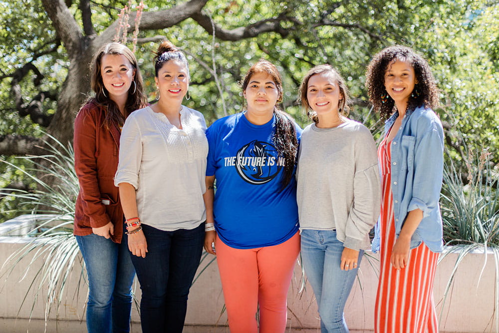 Nancy Ochoa (center) with, from left, Anna Hurst, Allison Robinson, Madison Roof and Victoria Moore, all with UTA’s School of Social Work.