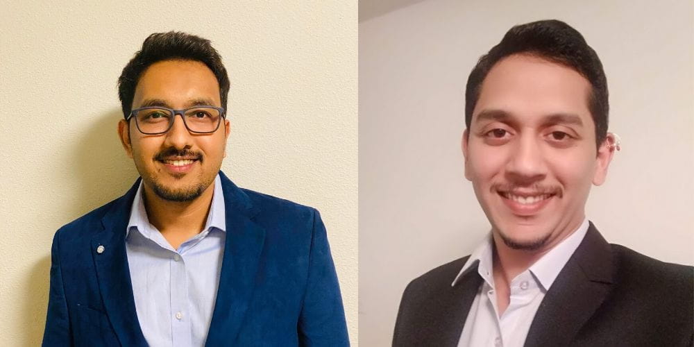 Nihar Suryawanshi and Omkar Sahasrabudhe, UTA Alumni who graduated with master's degrees in computer science and engineering in the spring