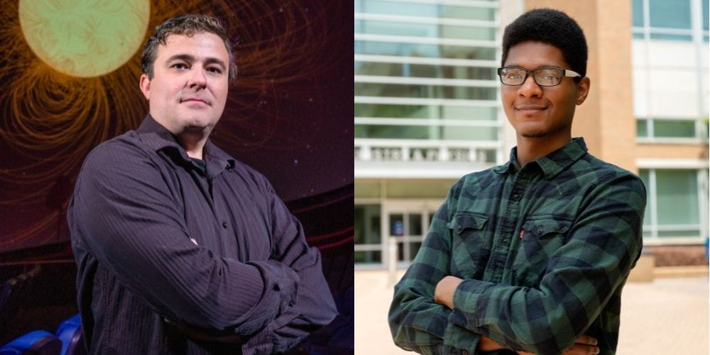 Frederick Wilder, assistant professor of physics, and Hector Salinas, doctoral student in the Department of Physics