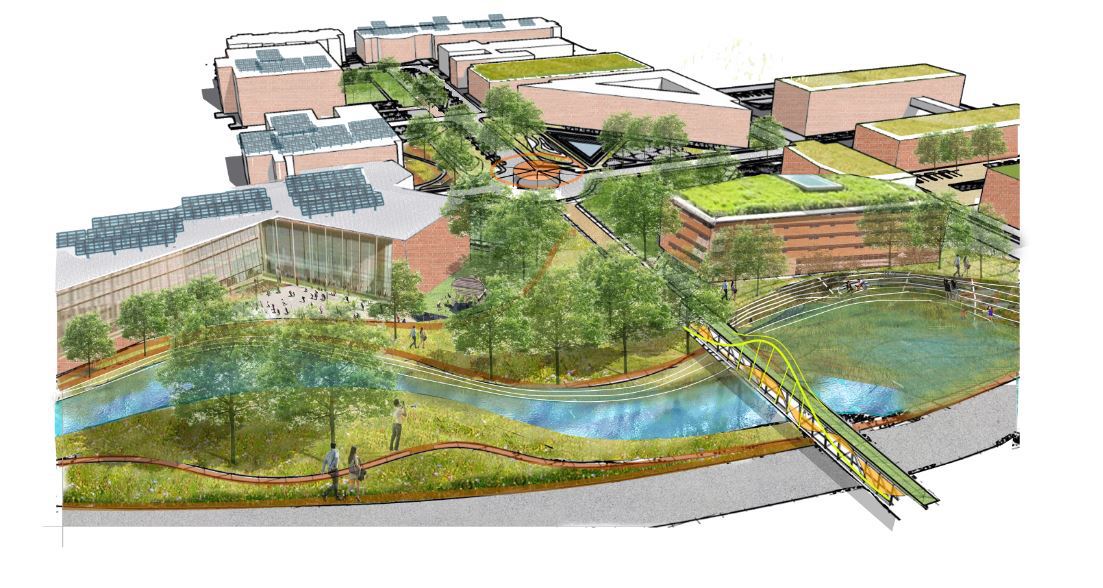 From the winning entry, a proposed design for UTA’s new Health Sciences Quad. 