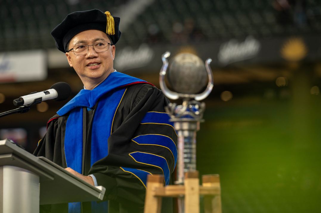 Interim President Teik Lim at Spring 2021 commencement