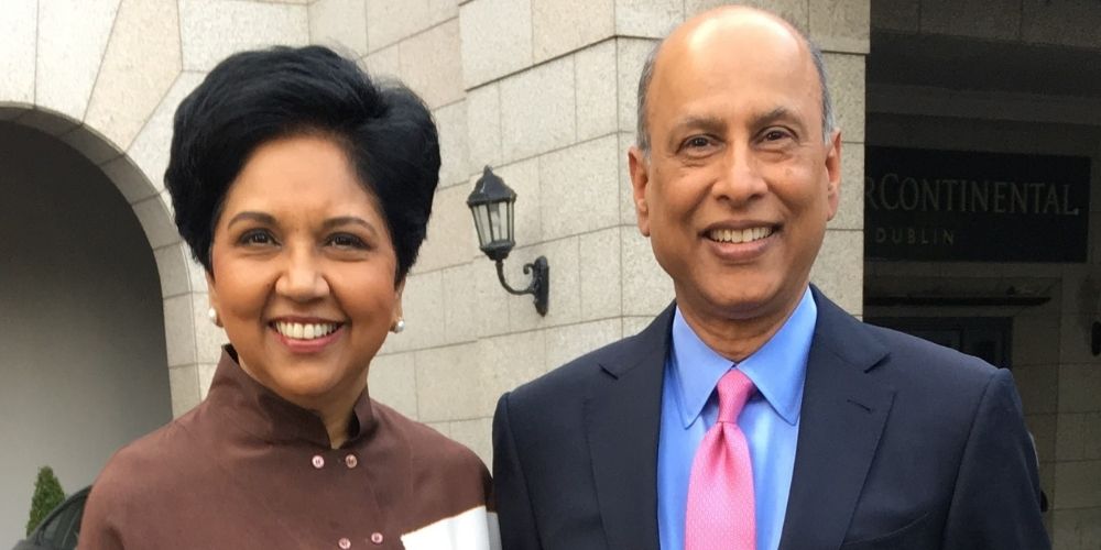 Indra Nooyi and Raj K. Nooyi (’78 M.S., Industrial Engineering)" _languageinserted="true