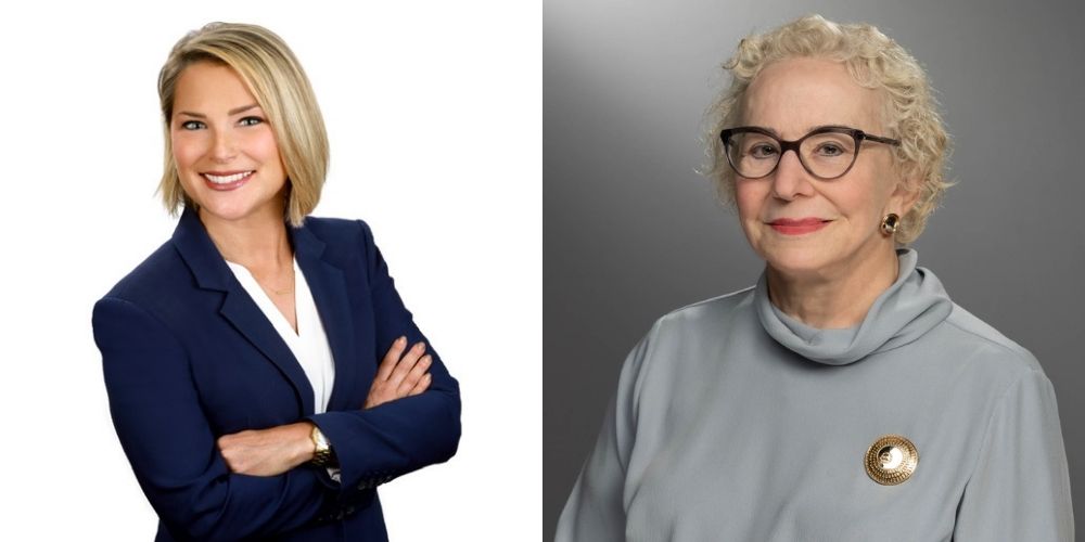 Erin Carlson and Florence Haseltine pose for headshots." _languageinserted="true