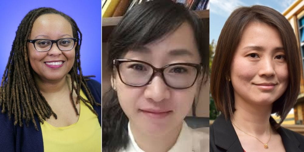 From left: Kyrah Brown, Xiangli Gu and Yi Leaf Zhang." _languageinserted="true