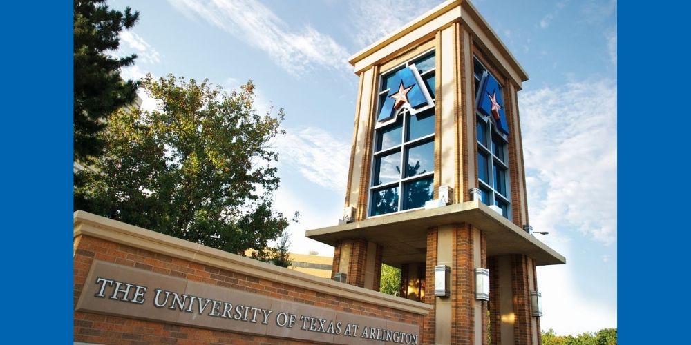 Image of UTA tower on campus.