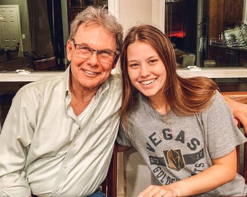 Delaney Rainford (right) with her father, Clyde, a UTA alumnus." _languageinserted="true