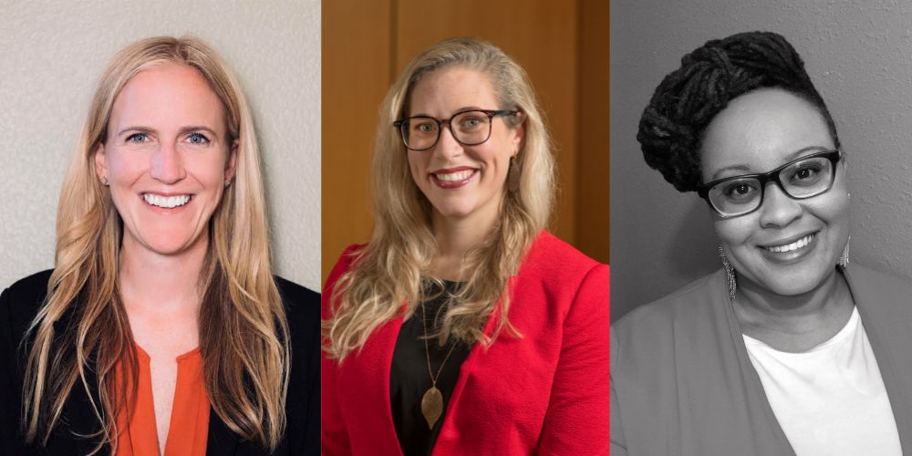 UTA faculty members Tiffany Kindratt, Grace Brannon and Kyrah Brown pose for headshot photos." _languageinserted="true