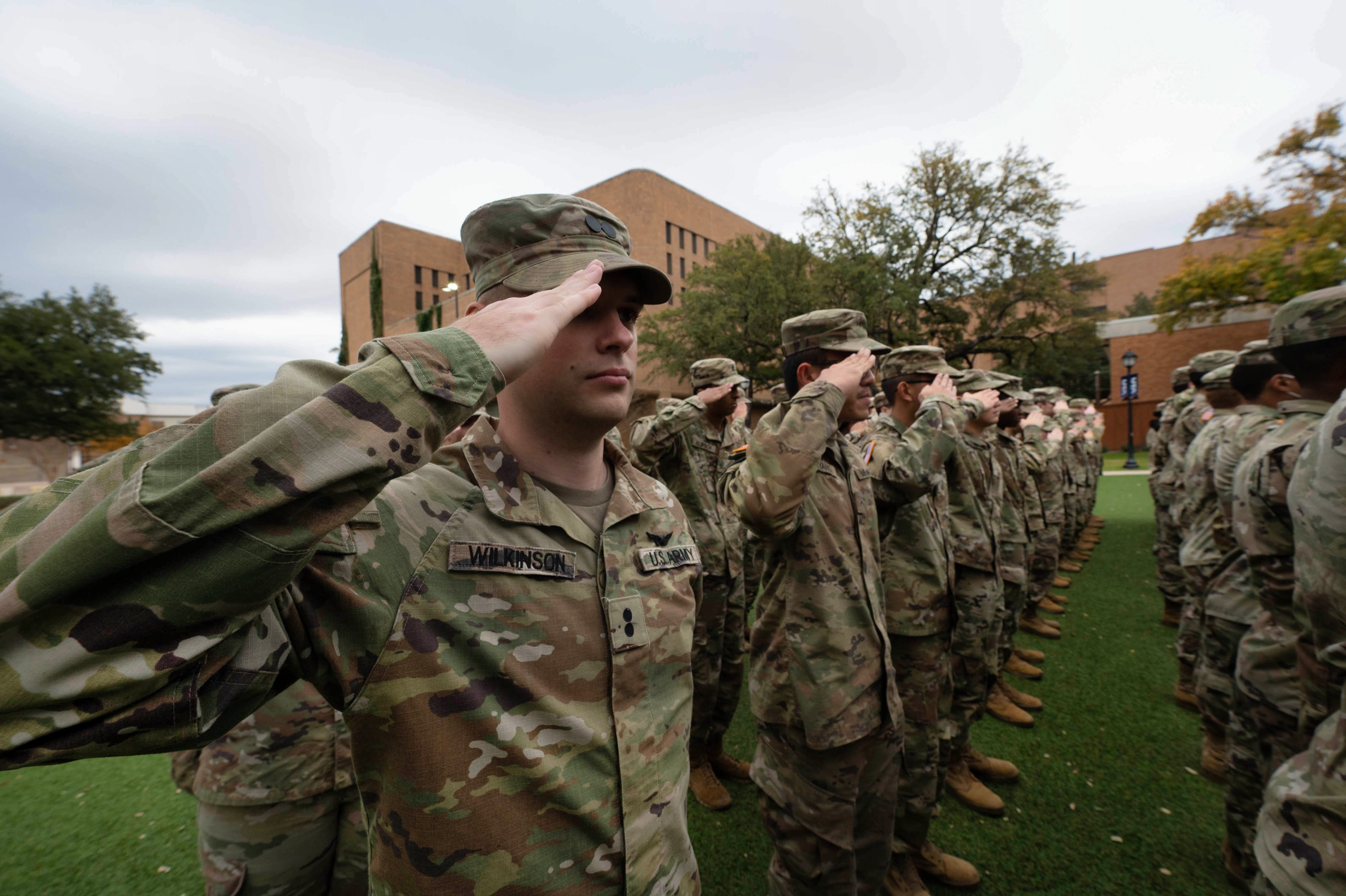 UTA military members saluting
