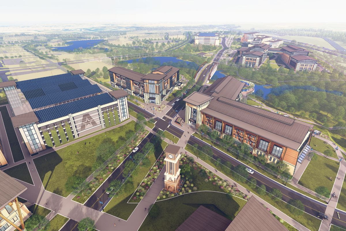 Rendering of the aeriel view of UTA West 