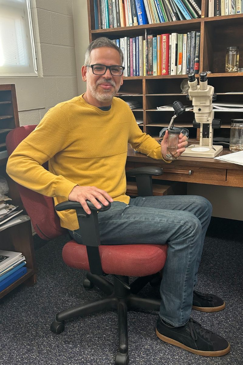 Walter Schargel with samples of the new species of gecko