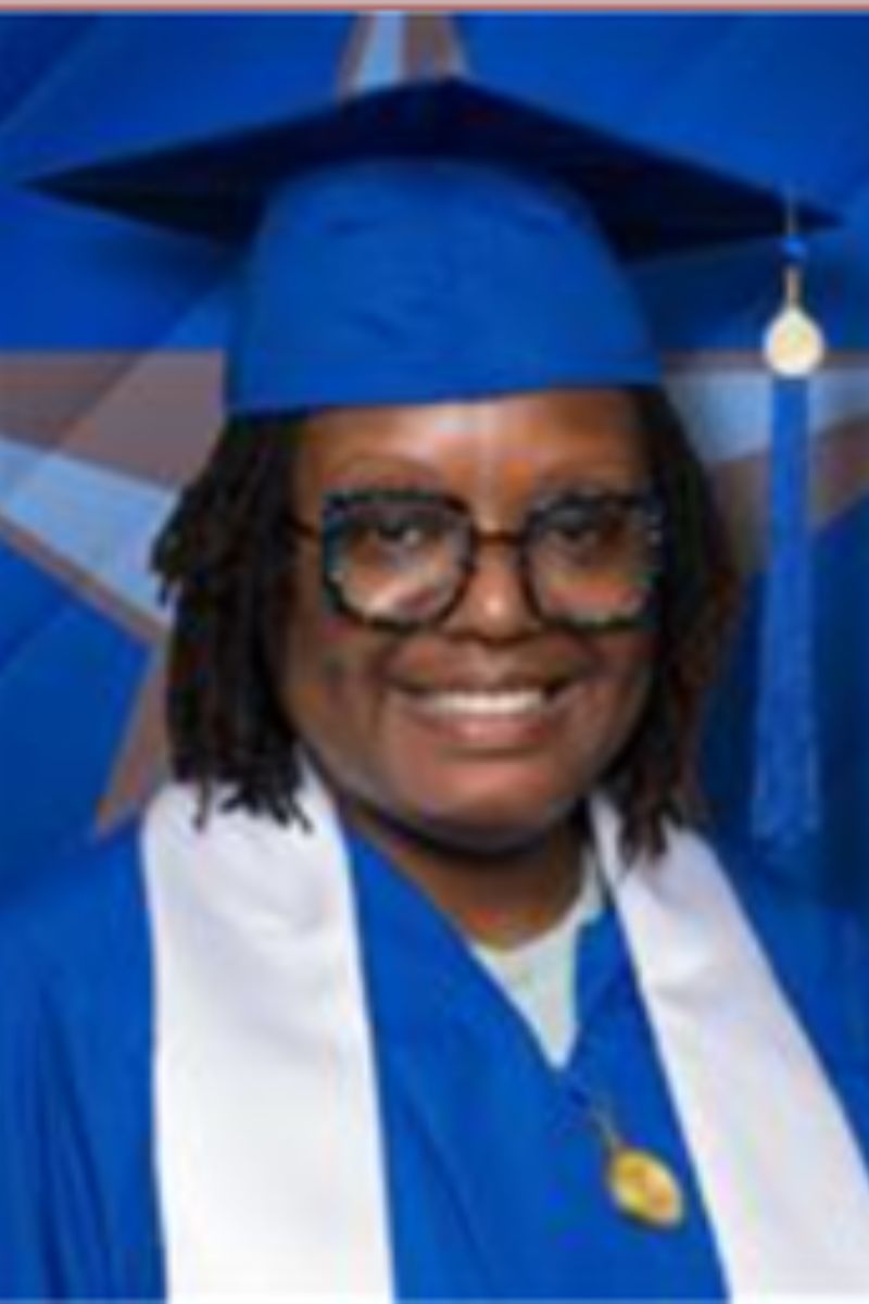 Tamekia Brookins in graduation regalia