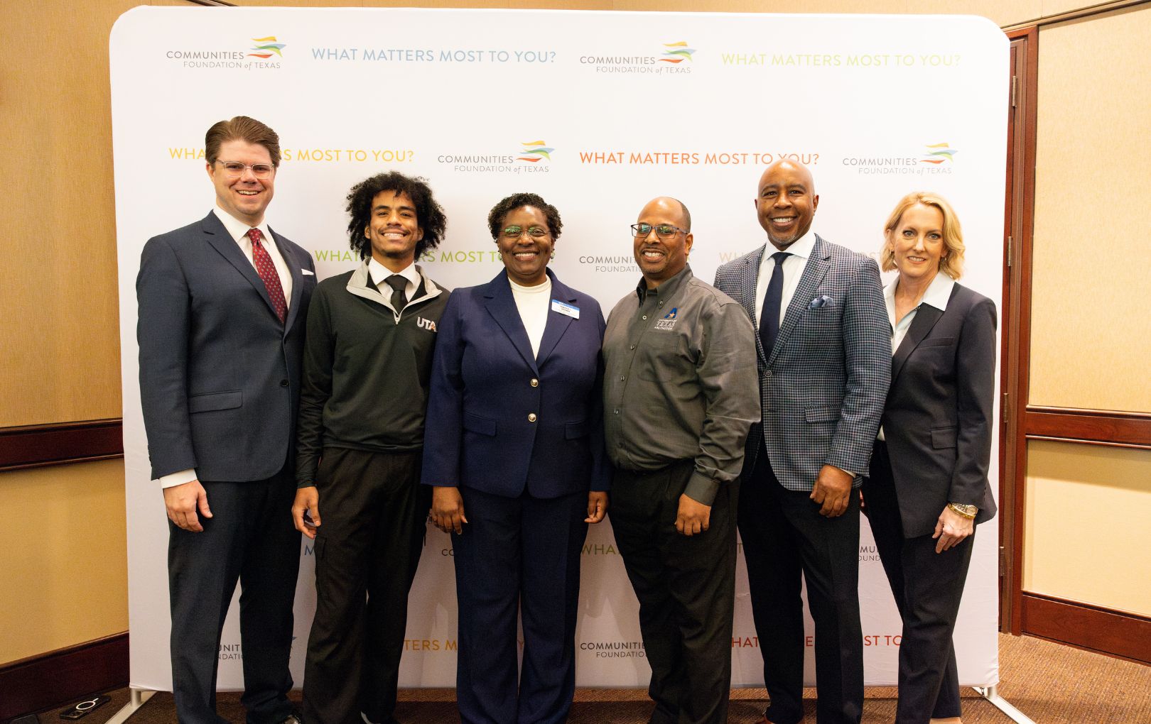 Group photo at the Communities Foundation of Texas gift announcement event 