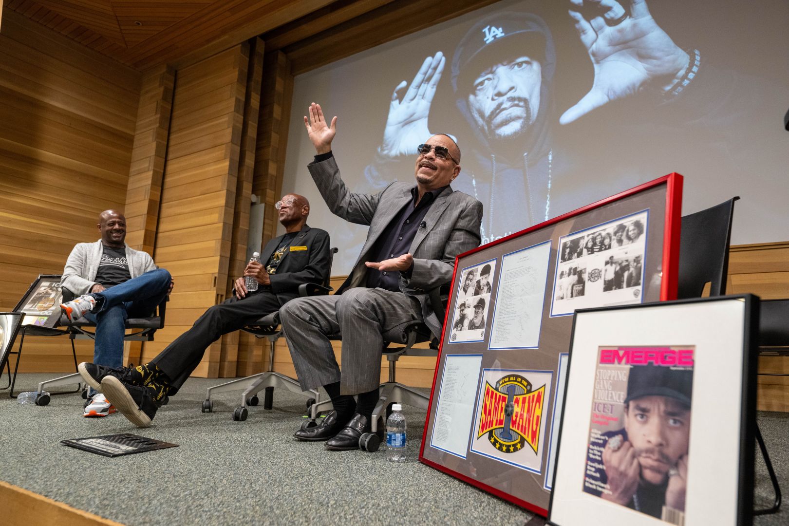 Image shows Ice-T speak to a room of students during his masterclass
