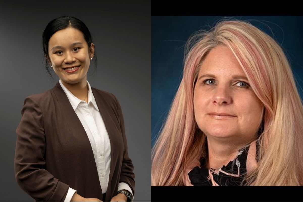 Headshot of Fangzhou Wang and Shelley Wigley