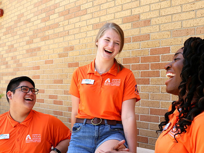 Orientation leaders laughng together